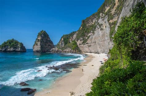 Diamantenstrand Auf Der Insel Nusa Penida Bali Indonesia Stockbild