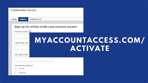 Myaccountaccess Activate How To Register Enroll Credit Card Online