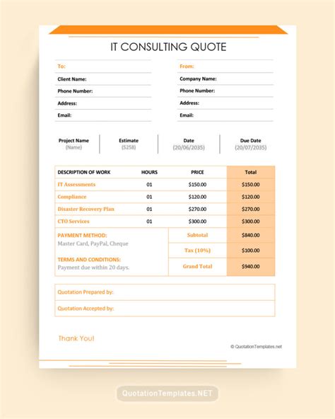 Free Consultant Quote Templates