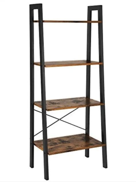 VASAGLE LADDER SHELF Bookshelf 4 Tier Industrial Storage Rack For