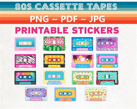 Rock And Roll Cassette Tape Png  Pdf Printable Sticker Etsy