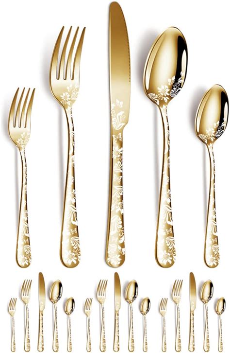 Patterned Stainless Steel Flatware20 Piece Set Service