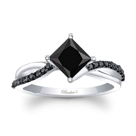 2 00 Ct Black Princess Engagement Ring 14k White Gold Princess Cut