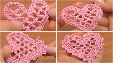 Crochet Mesh Heart Tutorial Valentines Day Wedding Ornament Love Crochet