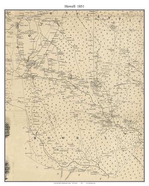 Howell, New Jersey 1851 Old Town Map Custom Print - Monmouth Co. - OLD MAPS