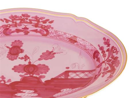 Plat De Service Ovale Porcelaine Rose Pourpre Ginori 1735