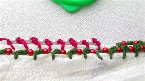 Hand Embroidery Beautiful Beaded Edging With Sewing Needle Randa