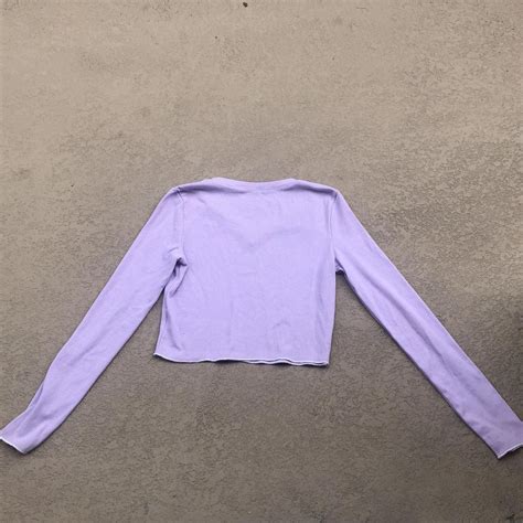 Purple Long Sleeve Top 💓 V Neck White Stitching Depop