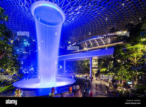 Night view lighting display in Jewel Changi Airport , Singapore Stock Photo - Alamy