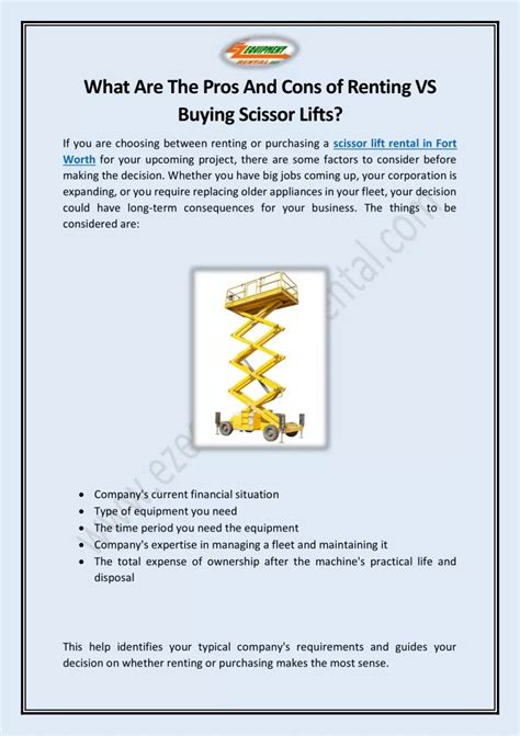 Ppt What Are The Pros And Cons Of Renting Vs Buying Scissor Lifts