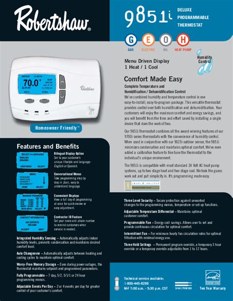 Robertshaw Rs Pro Series Programmable Thermostat User Manual