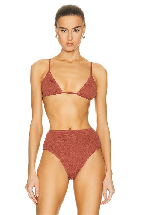 Bond Eye Luana Triangle Bikini Top In Terracotta Tiger FWRD