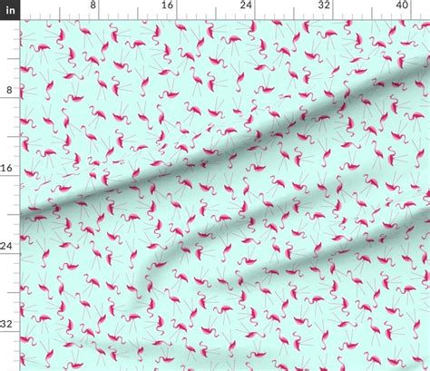 Vintage Pink Flamingo Fabric Flamingos on Mint by - Etsy