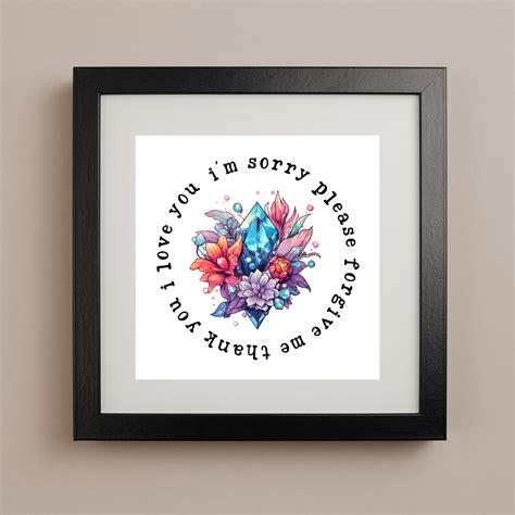 Ho Oponopono Prayer Art Print Watercolor Crystal Flowers Printable