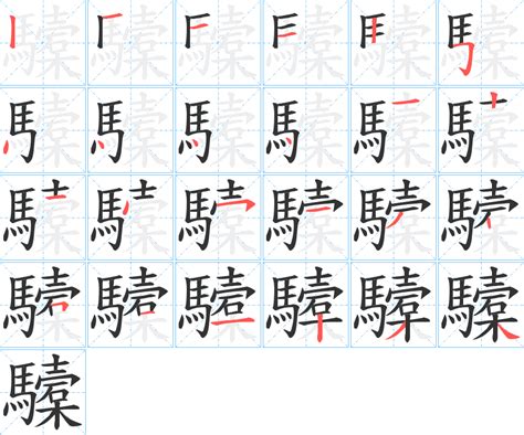 《驝》的笔顺、笔画， 驝字笔顺怎么写