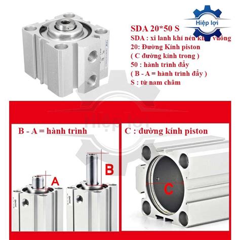 Mua Xi lanh khí nén SDA32 40 50 ren trong Xy lanh khí nén compact SDA