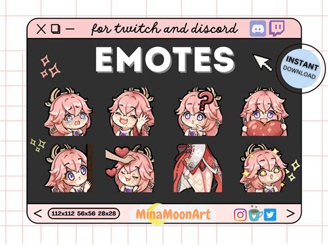 Yae Miko Emotes de Twitch Genshin Emotes Twitch Emotes Etsy México