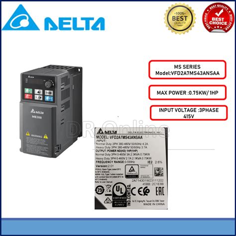 Delta Inverter Ms Series Kw Hp V Phase Vfd A Ms Ansaa