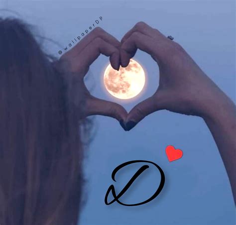 Hand Heart with Full Moon A to Z Alphabet Letters Dp Images - Wallpaper DP