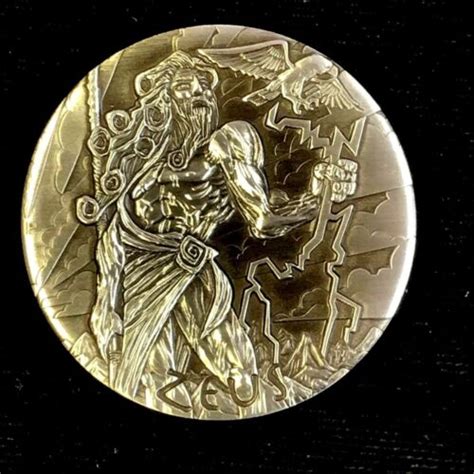 2014 ZEUS Gods Of Olympus 2oz Antiqued Silver Coin 2 Tuvalu PERTH M