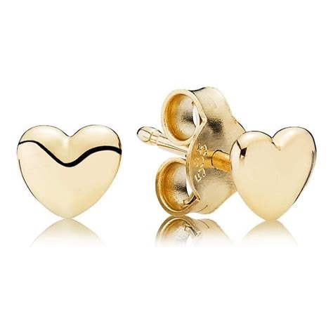 Pandora 14ct Gold Heart Stud Earrings 250322