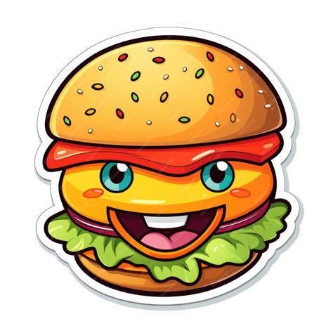 Premium Ai Image Cute Kawaii Burger Sticker