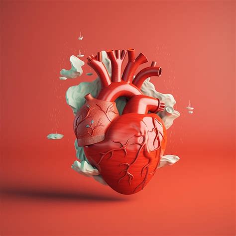 Corazón humano realista ilustración 3d arte abstracto Foto Premium