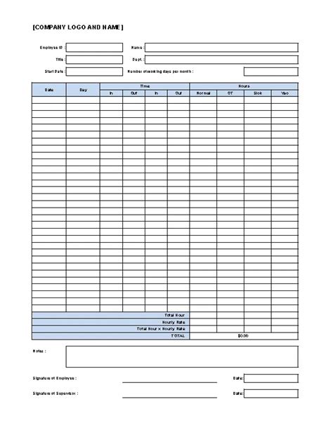 Time Log Excel Template Sample - PDFSimpli