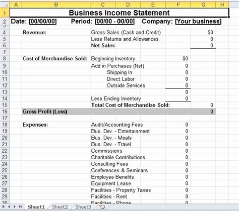 Small Business Income Statement Template Elegant Simple Business In E ...