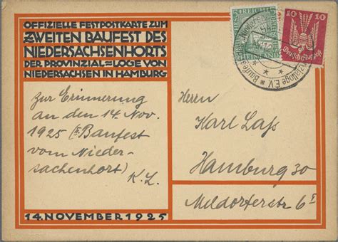 Stamp Auction Ansichtskarten Hamburg Sale 47 Single Lots Germany