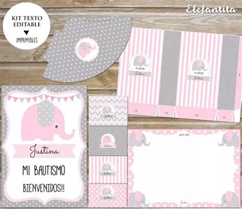 Kit Imprimible Elefante Rosa Baby Shower Bautizo T En Venta En Lima