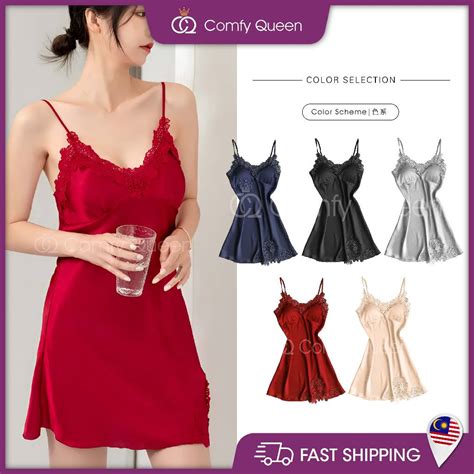 ComfuQueen Women Nightwear Sexy Lingerie Pajamas Pyjamas Sleepwear Baju Tidur Wanita Shopee