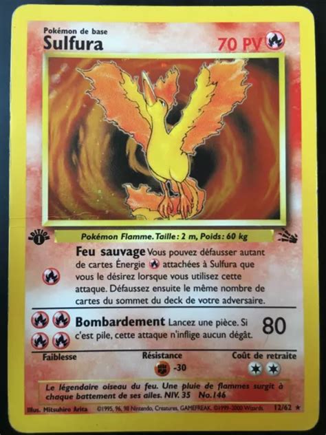 CARTE POKÉMON HOLO Sulfura 12 62 Fossile Edition 1 Français Wizards EUR