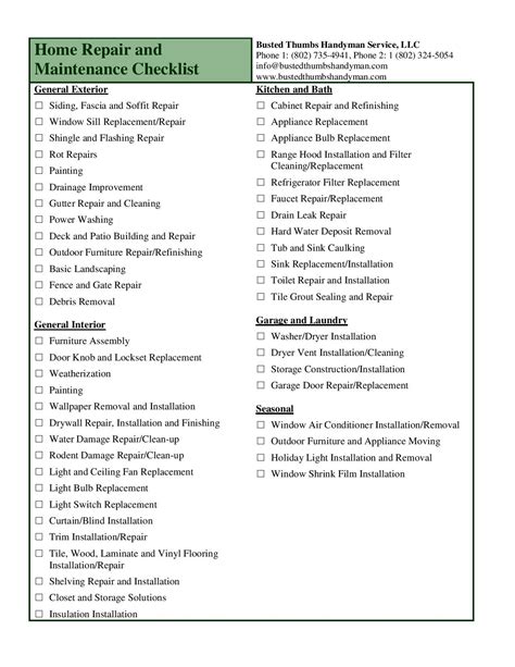 Printable Home Remodeling Checklist