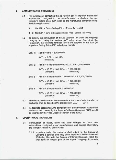 NCST Customs Administration CMO 13 2014 Revised Computation Of Duties