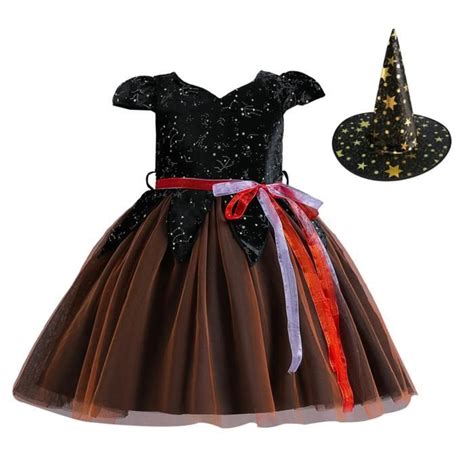 Inhzoy Costume Princesse Halloween Sorcière Enfant Fille Étoiles