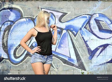 Sexy Caucasian Blonde Girl Denim Shorts Stock Photo 789559300 Shutterstock