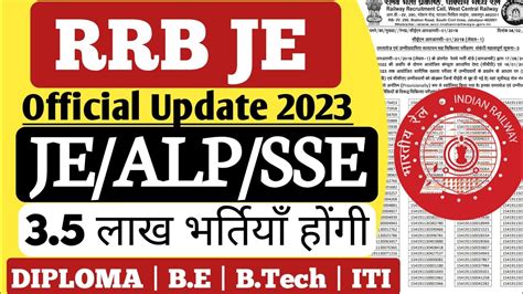 RRB JE Official Notification 2023 RRB JE VACANCY 2023 RRB ALP