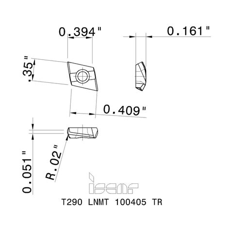 Iscar Milling Insert T290 Lnmt 100405tr Ic830 Solid Carbide Msc Direct