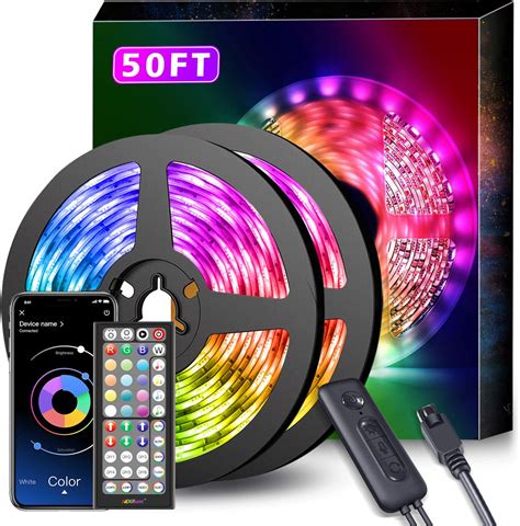 Ft Led Strip Lights Music Sync Color Changing Rgb Led Strip Key