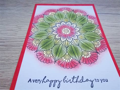 Handgemaakte Mandala Wenskaart Een Heel Gelukkige Verjaardag Etsy