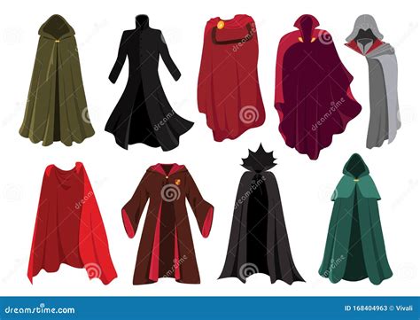 Vector Set Of Cloaks Cloaks Party Clothing And Capes Costume Set Stock Vector Illustration