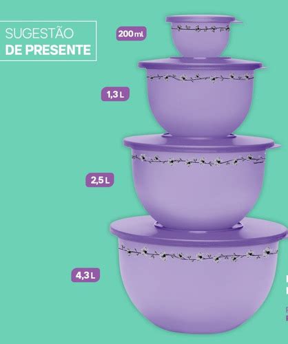 Tupperware Kit Tigelas Murano Orquídeas Parcelamento sem juros