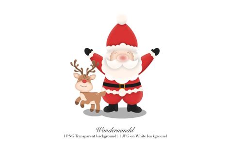 Christmas Santa Reindeer Clipart Graphic by Wondernandd · Creative Fabrica