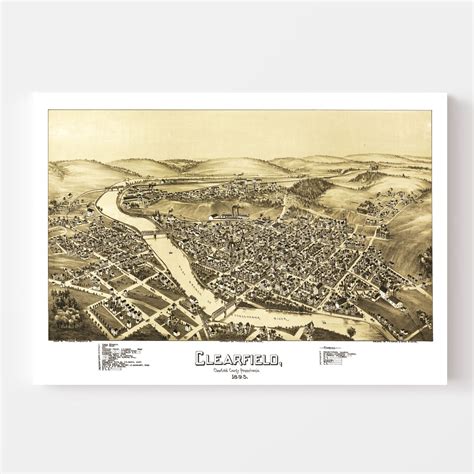 Vintage Map of Clearfield, Pennsylvania 1895 by Ted's Vintage Art