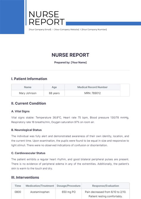Free Nurse Report Templates to Edit Online and Print