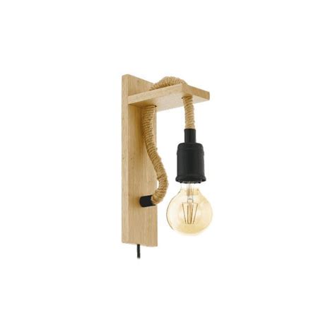 Rampside Single Light Switched Wall Fitting In Black And Wood