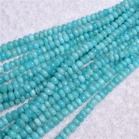 Peruvian Amazonite Smooth Rondelle Beads Shyama Gems