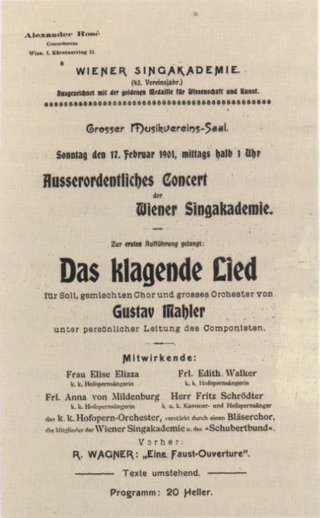 Gustav Mahler Das Klagende Lied Song Of Lamentation