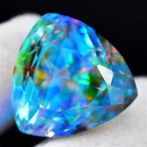 Ct Natural Mystic Topaz Trillion Rainbow Fire Certified Stunning